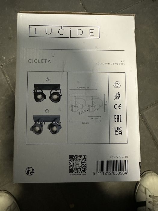 Corp iluminat 2 surse Lucide Cicleta 35W, Otel, Negru