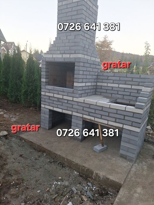 Gratar   rustic de caramida plita cuptor  afumatare si masa de lucru