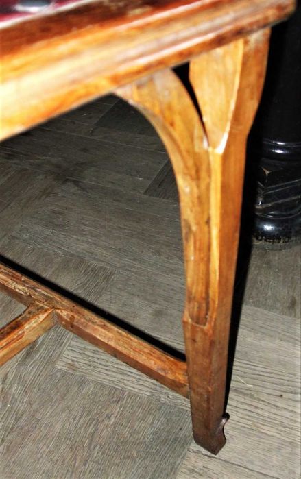 Set 6 scaune ”Art Nouveau” autentic din lemn sculptat cu piele GRENA