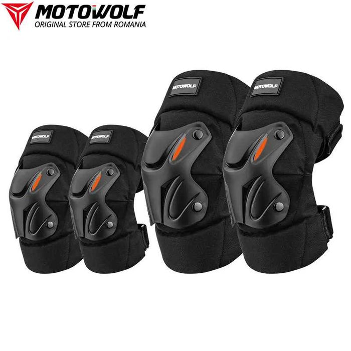 Set genunchere si cotiere moto/ciclism reflectorizante MOTOWOLF