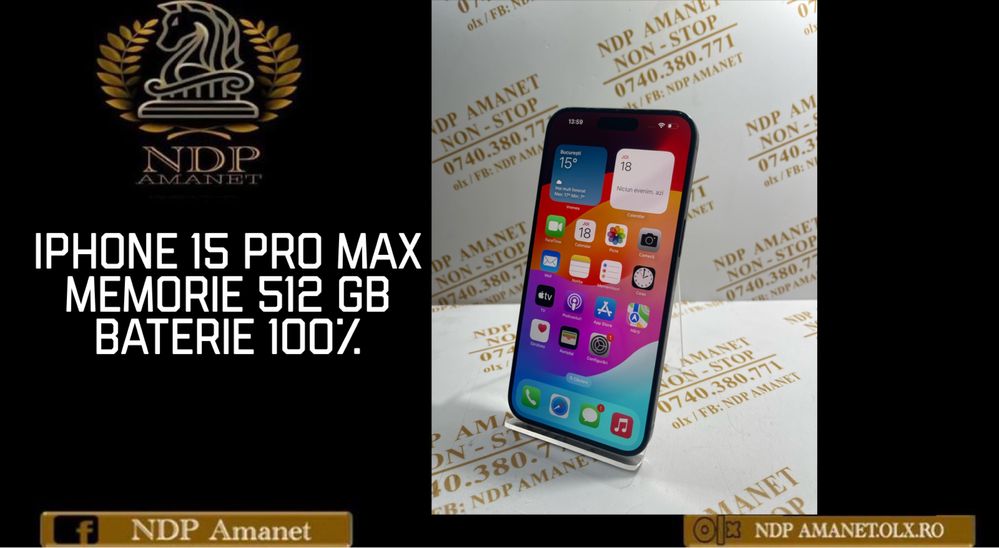 NDP Amanet NON-STOP Calea Vitan Nr.121 Iphone 15 PRO MAX 512 Gb (18457