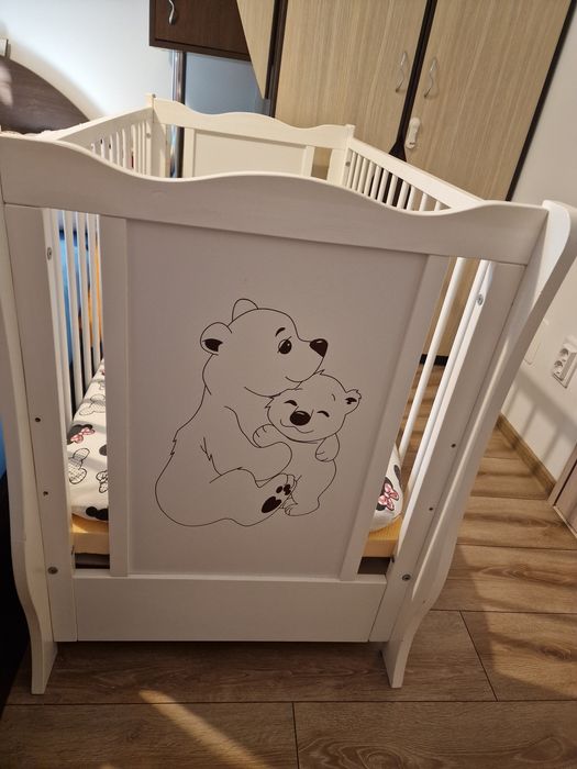 Patut lemn+ saltea cocos+sertar