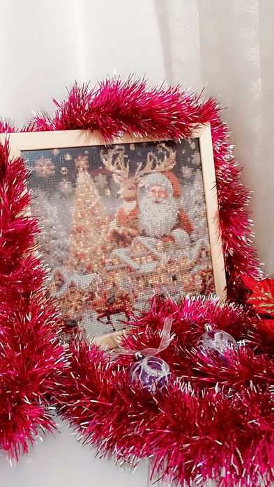 Tablou mozaic cu diamante tematică de Crăciun