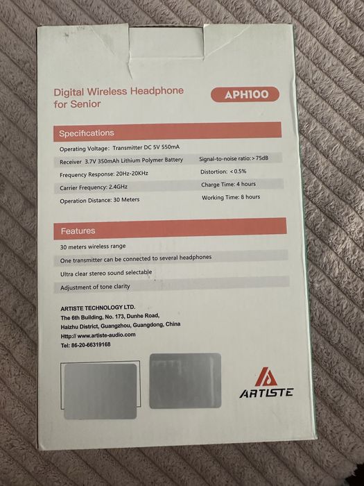 Transmițător 2 căști APH102 Pentru Vârstnici TV auditiv Căști Wireless