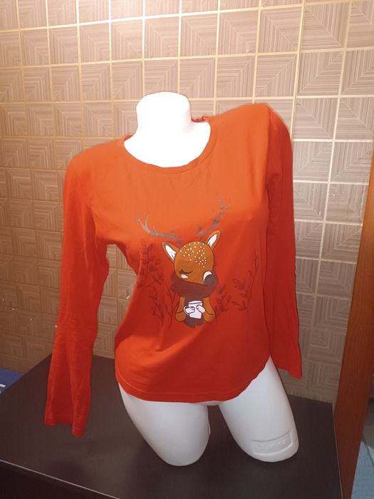 Рождественская/новогодняя кофта.Праздничная.Красная с оленем.Хлопок 44