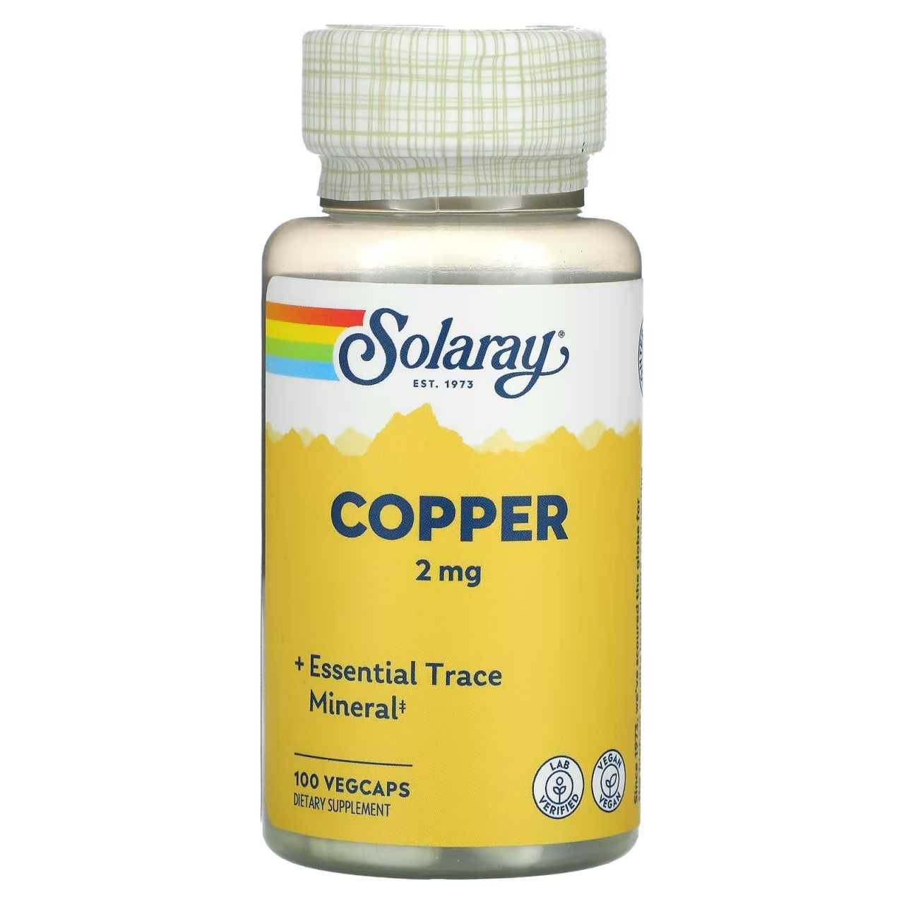 Solaray copper 2 mg, медь, купер 2мг., мед, мис