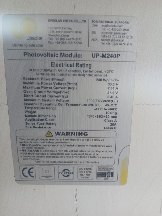 De vanzare Panouri Fotovoltaice