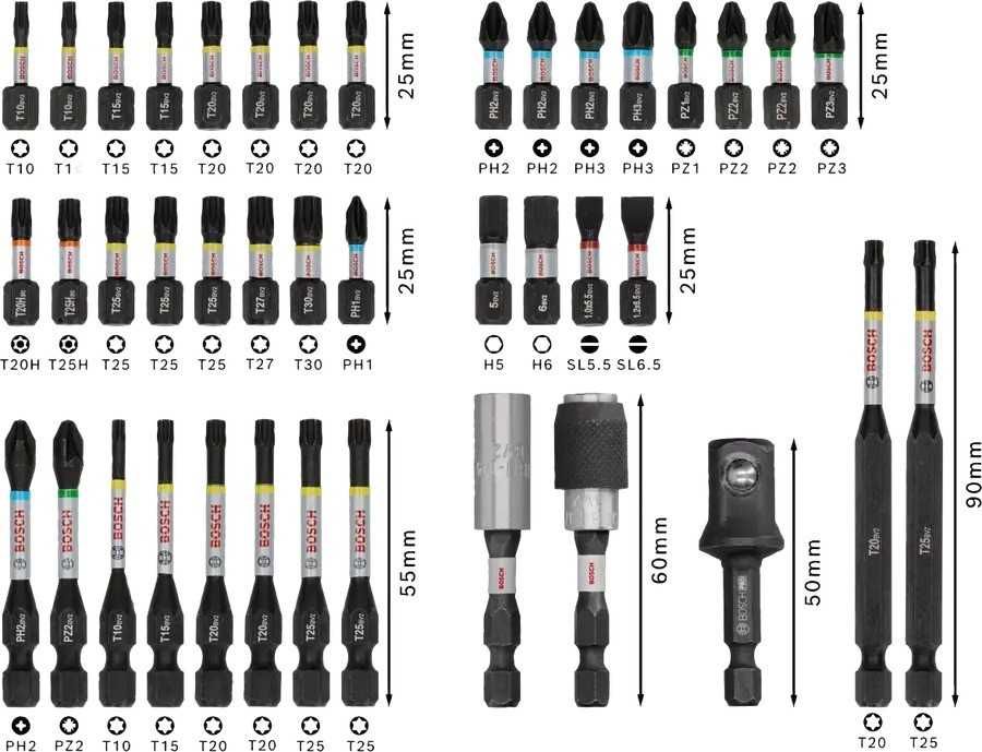 ПРОМОЦИЯ!Комплект магнитни ударни битове Impact, 41 бр. Bosch