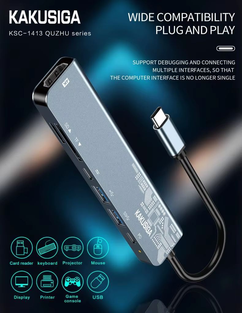 Usb Hub   7-in-1  (1xHDMI 4K 30Hz + 4xUSB 3.0)