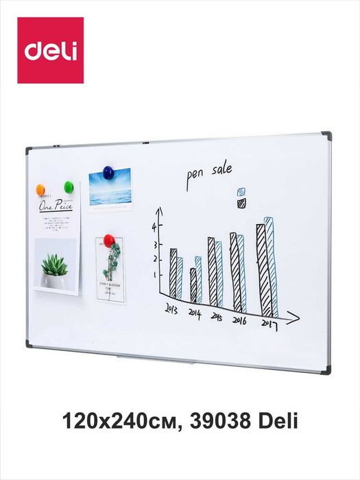 Маркерный Доска белая 120х240 Deli 39038 магнитно-маркерная, лаковая