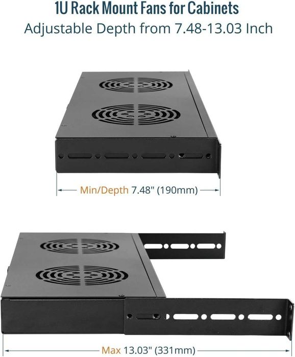 Tecmojo 1U 19'' охлаждащ блок за шкаф с 2 вентилатора