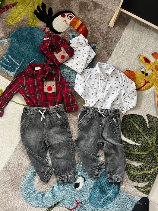 Детски дрехи за близнаци 92 см. дънки и официални ризи