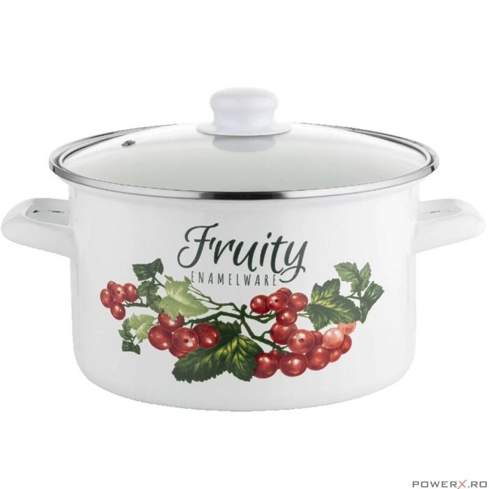 Oala emailata, din otel carbon, alba, 22cm-4.8L, Florina