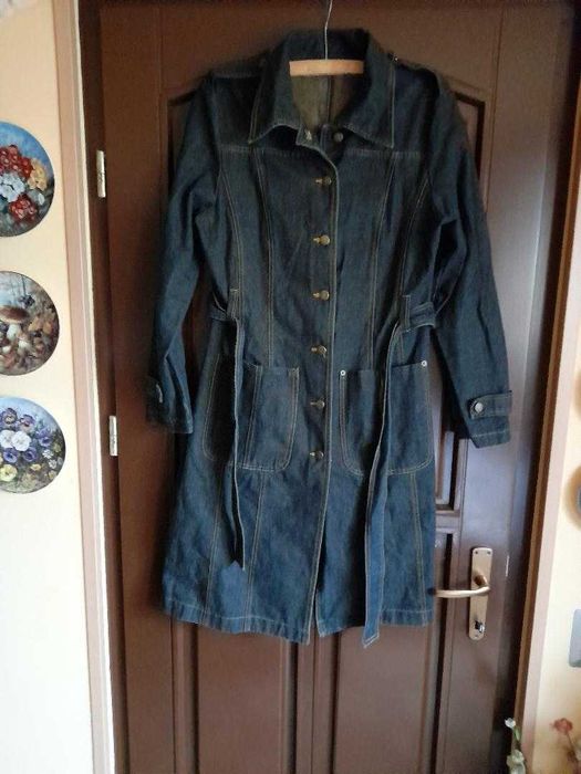 Pardesiu blugi dama jeans- denim, bleumarin spre negru,bumbac 100% L