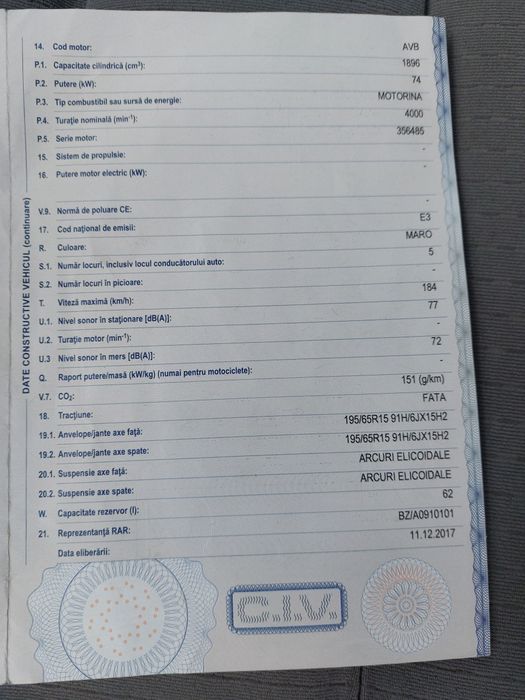 Vw passat 1.9tdi 101 cp cod motor awb