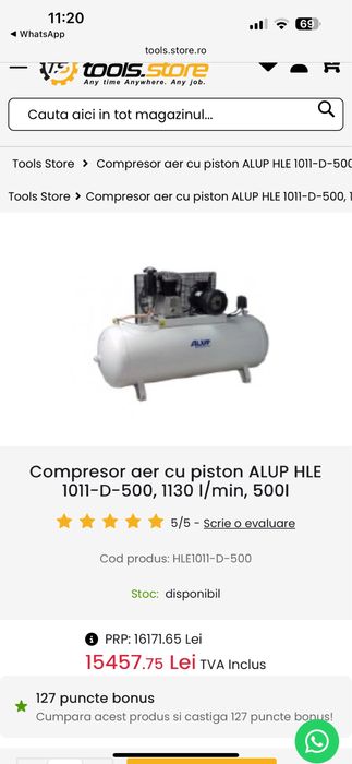 Compresor de aer 500L 380v 1130L/min