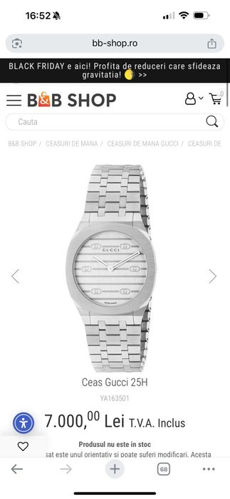 Ceas gucci 25 H argintiu