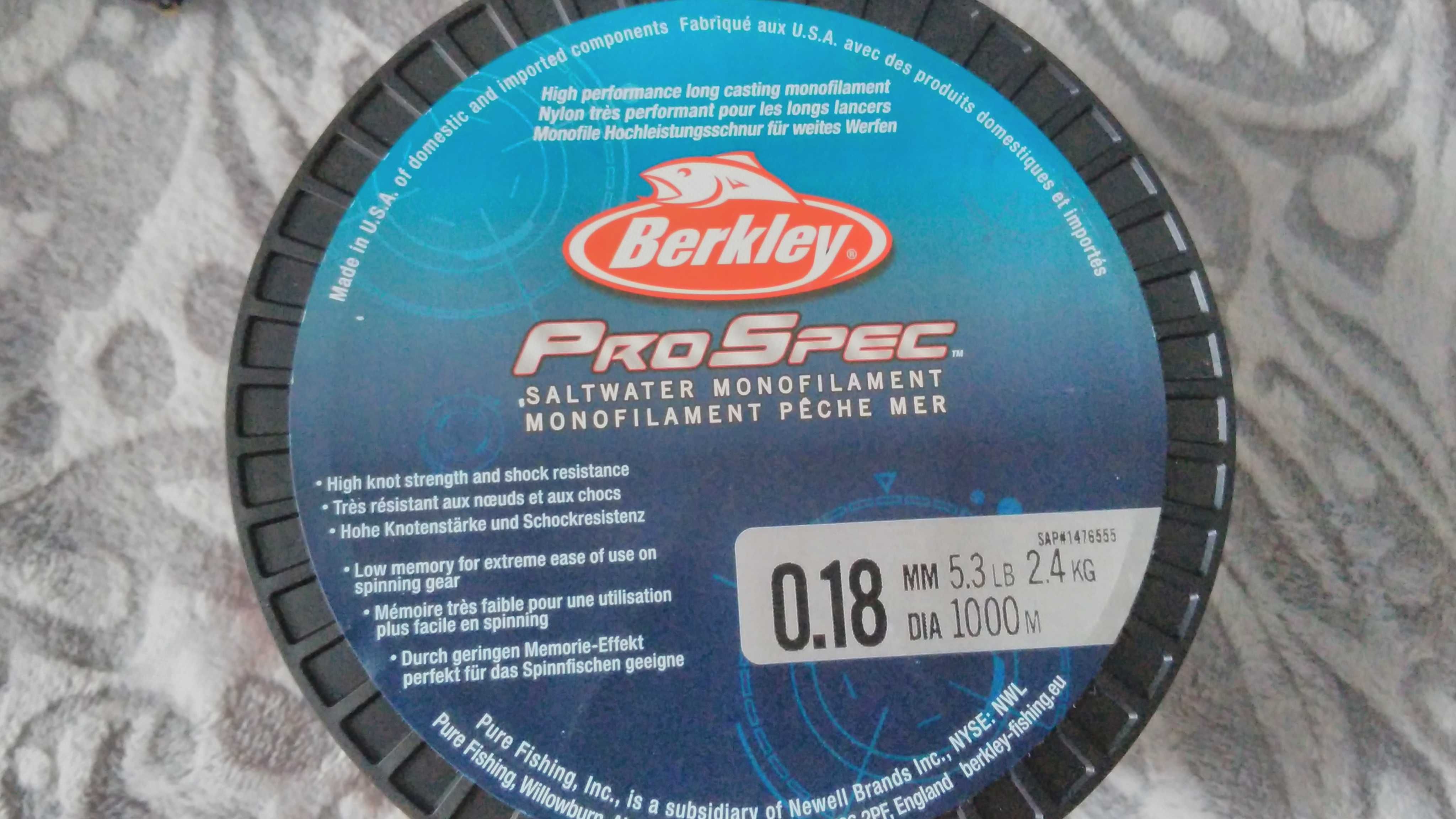 Nylon pescuit Berkley PRO SPEC monofilament 1000m 0.18mm rosu 2.4Kg
