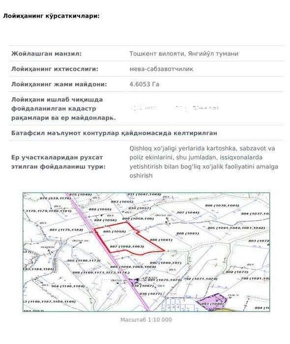 от 3х до 5 га в Янгиюле вдоль дороги