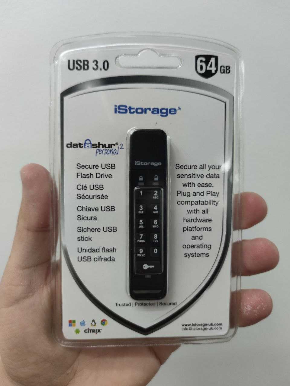 Unitate flash USB 3.0, IStorage, datAshur Personal 2, 64GB, Sigilata!