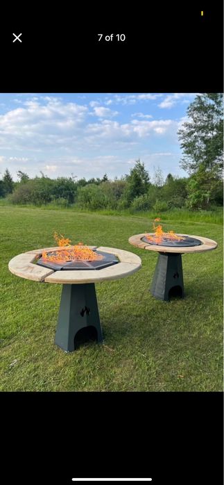 Grătar hexagonal cu plita rotundă oțel + fonta gratarean.com