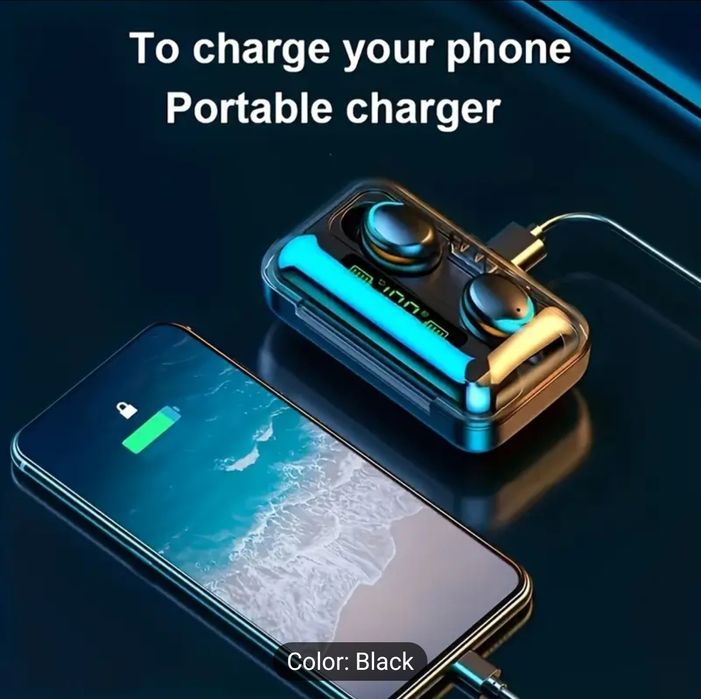 Căști Bluetooth wireless cu baterie externă incorporata