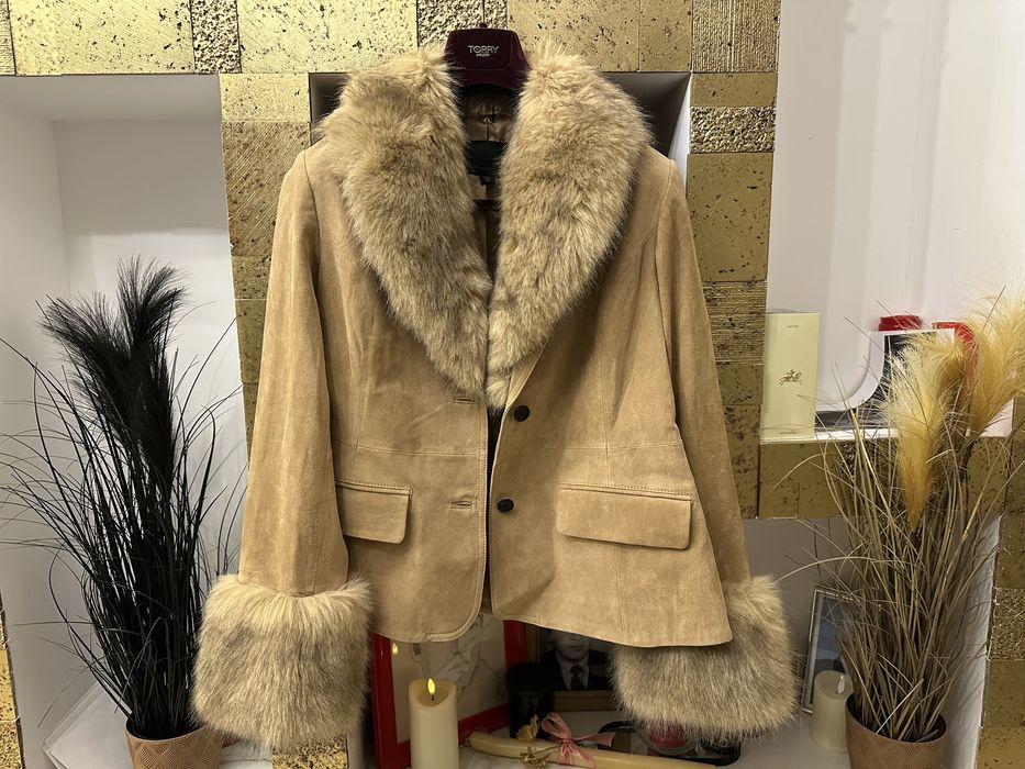 Geaca sacou ZARA din piele intoarsa