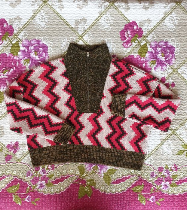 Pulover gros pe gat multicolor mix lana alpaca Closed