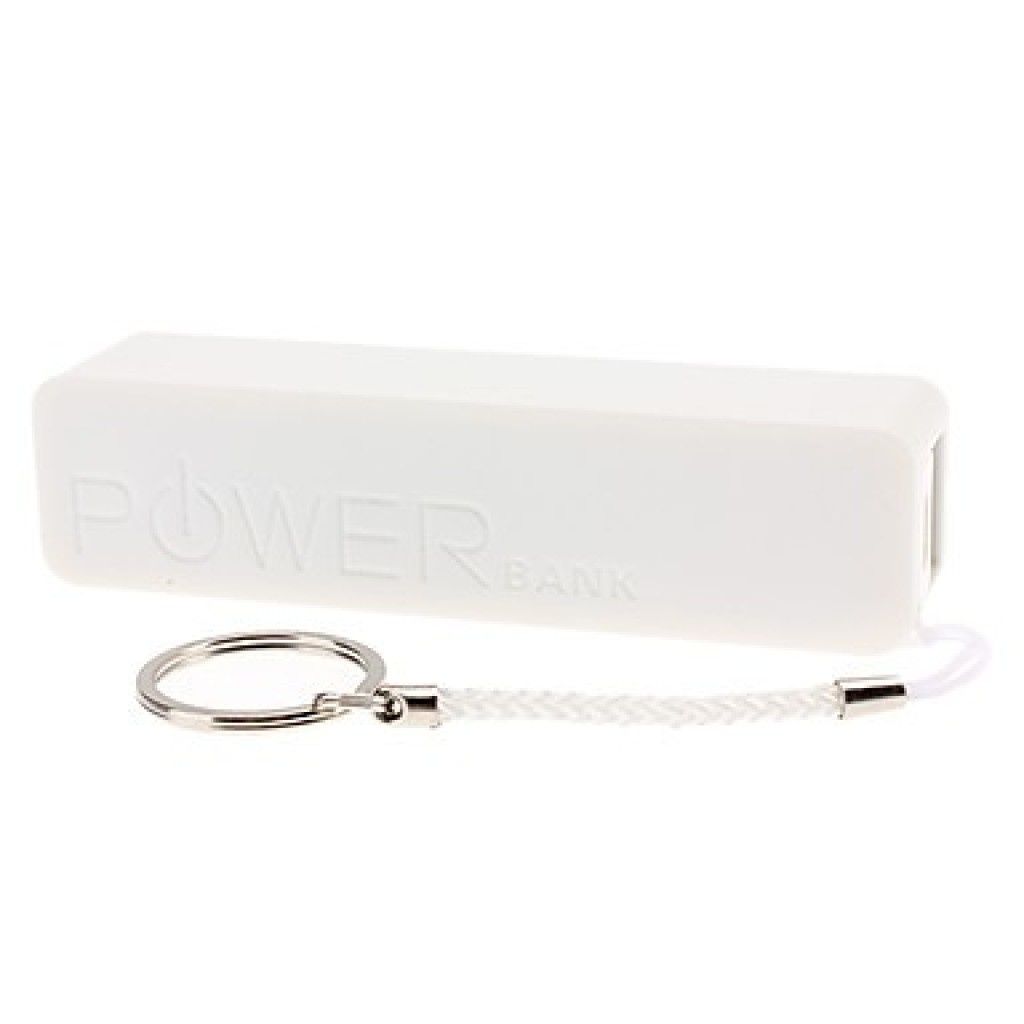Универсална външна батерия Power Bank 2600mAh, Tип ключодържател, Бял