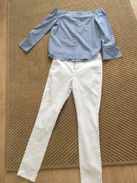 pantalon alb ASOS, pantalon albastru Zara