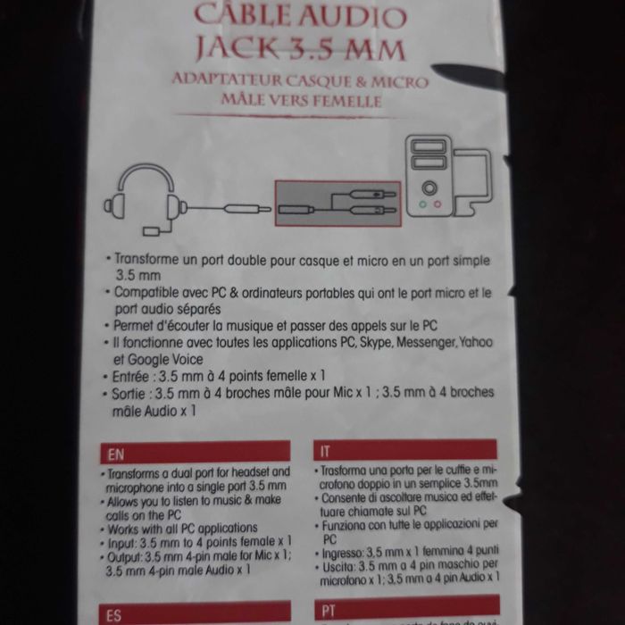 cablu jack pentru casti,cablu port dublu casti si microfon