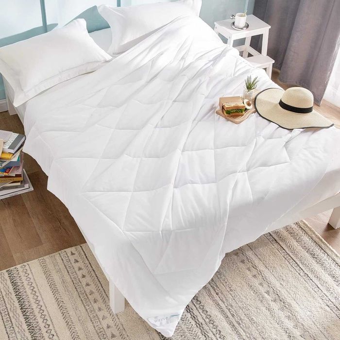 WAVVE лятна завивка 140x200 см, лека и дишаща, бяла