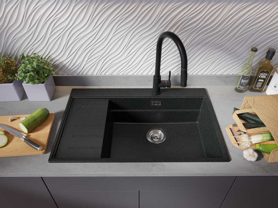 Графит гранитна кухненска мивка Сидни 780-60 Ergo Multilevel 780х500