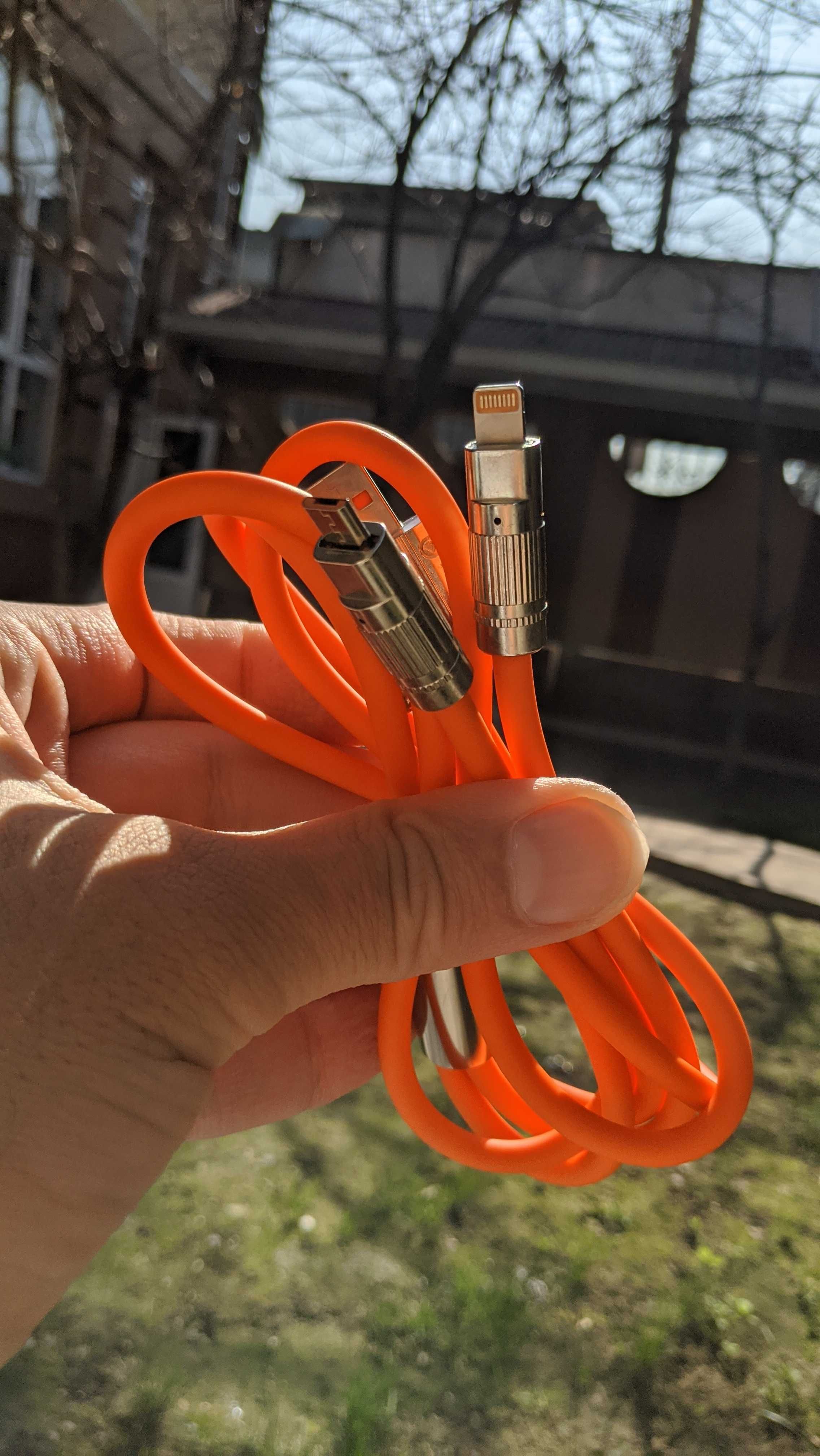 Светящийся кабеля 3в1 - силиконовые - microUSB, Type-C, iPhone