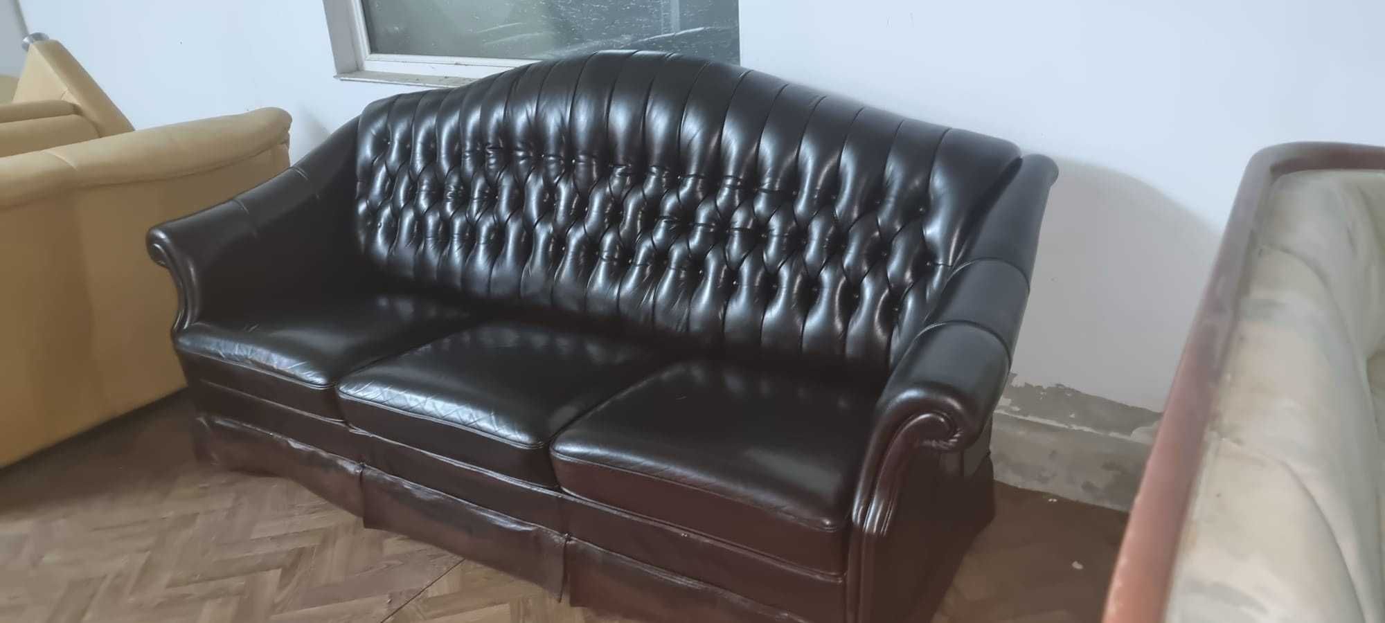 Set 3+1+1 canapele piele Chesterfield UK