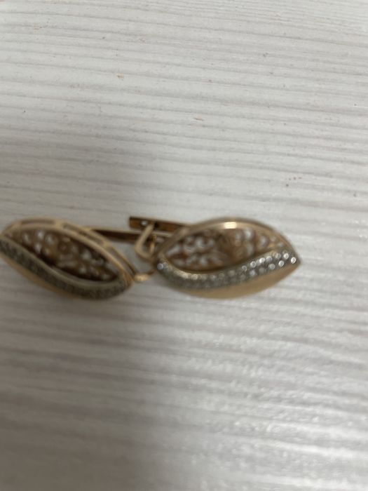 Серьги золотой советский фианитом 4,9грамм  б/у