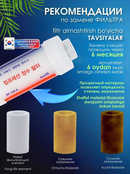 Фильтр для душа и ванны, очистка воды от хлора и ржавчины.