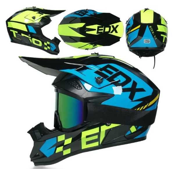 Casca Moto Cross/ATV , culoare negru/galben/albastru