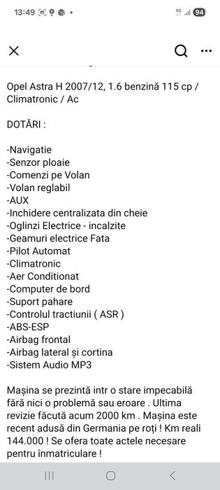 Opel astra de vânzare