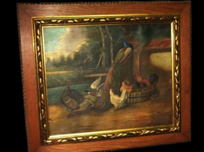 Ulei pe panza o lucrare semnata veche de o foarte bună calitate încadr
