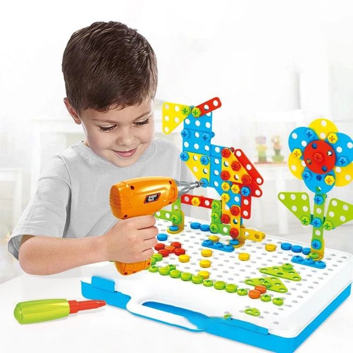 Мозайка за строене с винтоверт детски на батерии