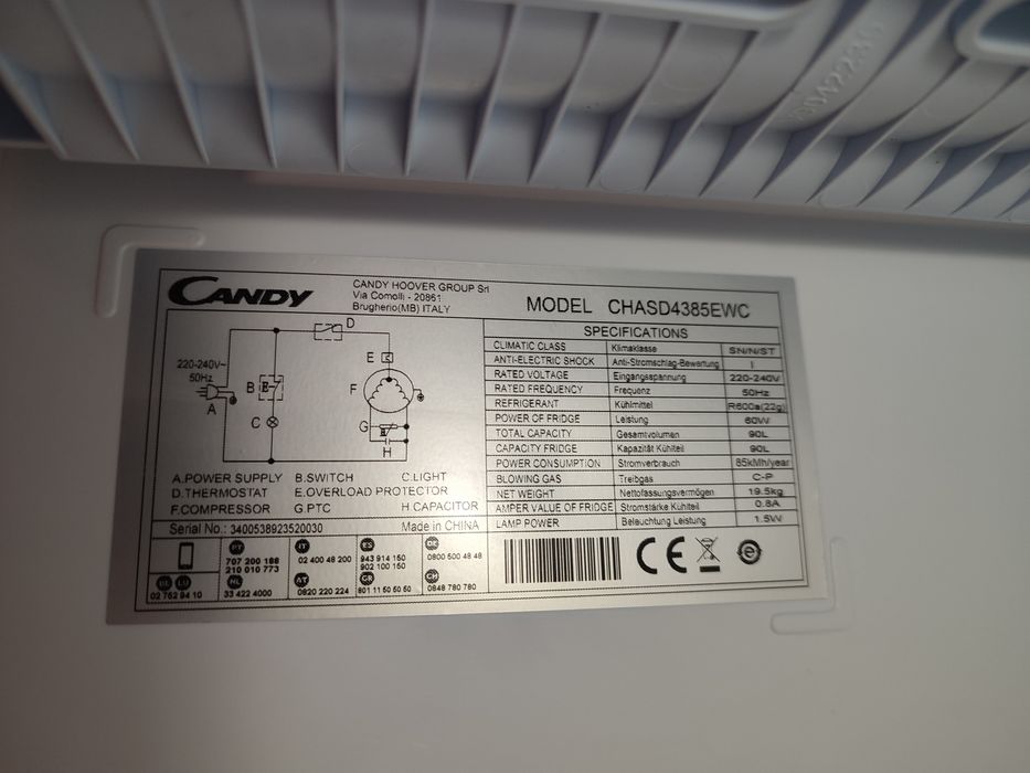 Frigider Candy CHASD4385EWC