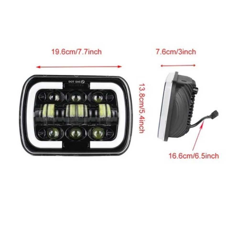 LED фар/лампа/халоген 5x7",12V-24V, къси/дълги с DRL дневни светлини