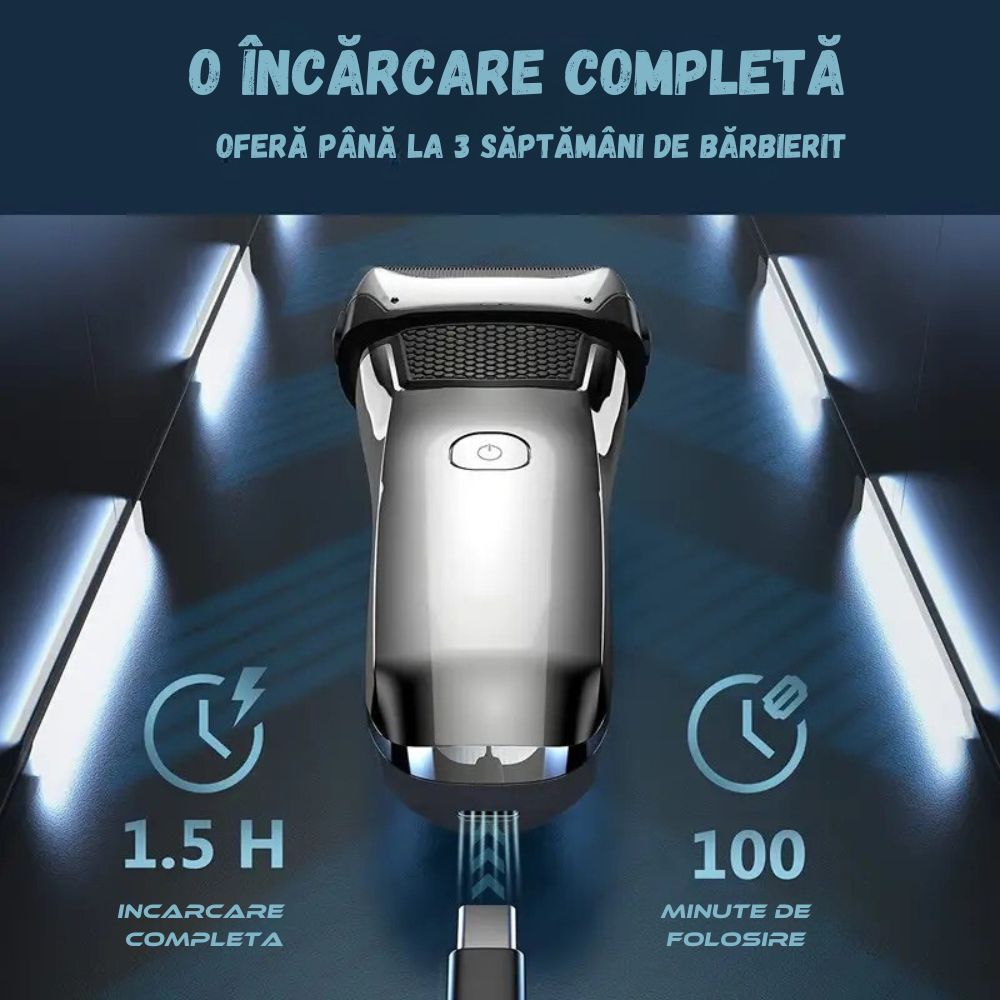 Aparat de Ras Electric Profesional, 8600 RPM, 3 Lame, Trimmer, USB
