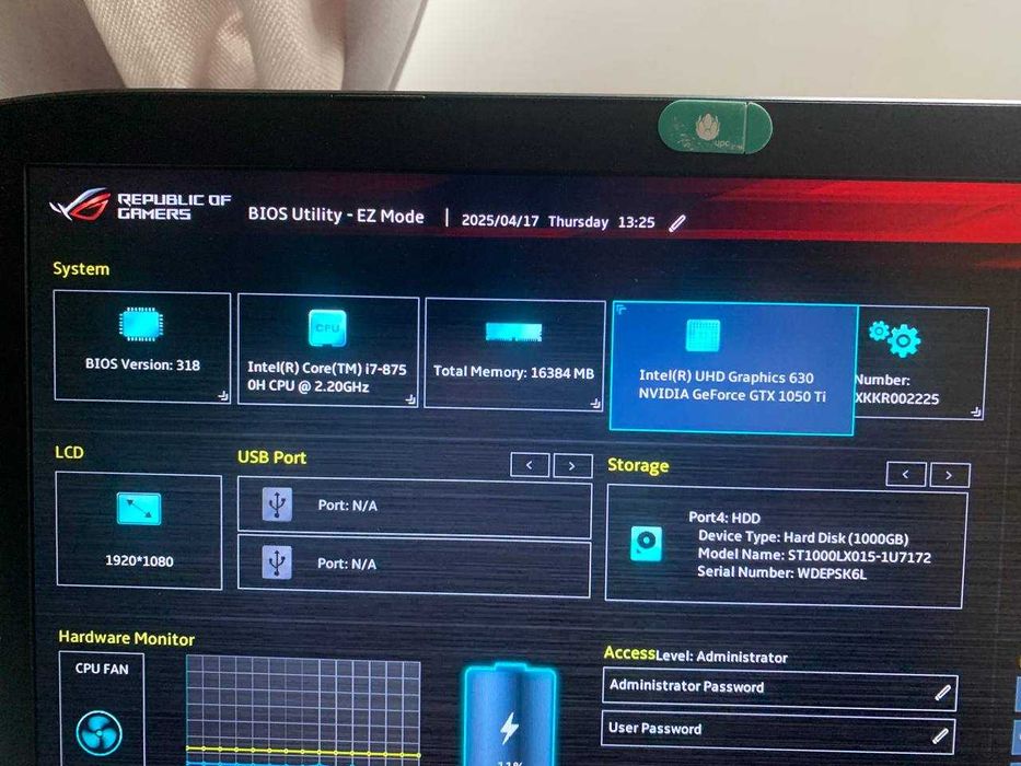 ASUS ROG с i7-8750H и GTX 1050 Ti