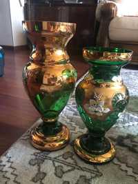 Богемское стекло ,две вазы для цветов, оригинал чешское стекло