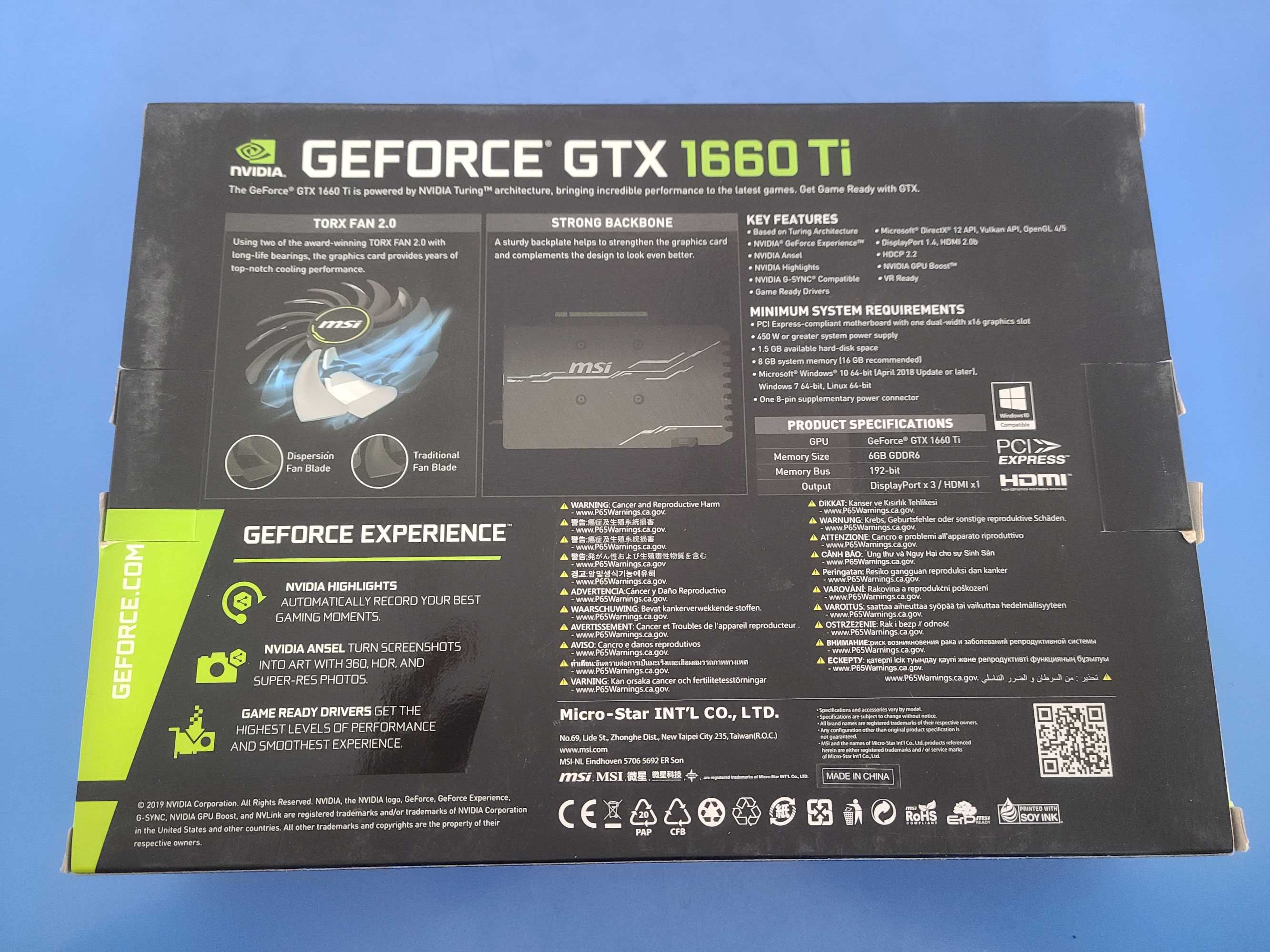 Продаю видеокарту MSI 1660 Ti 6GB