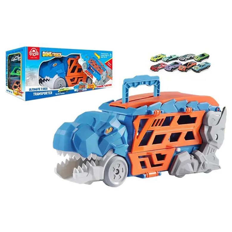 Писта-камион RS Toys - Динозавър, с две колички