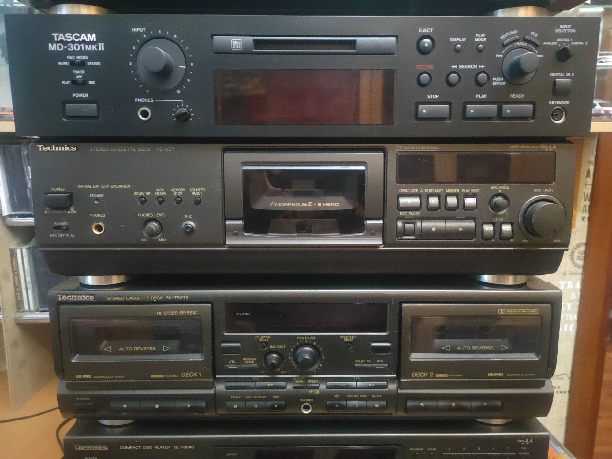 Мини диск Tascam-301 MK II, деки Technics RS-TR575, Technics RS-AZ7