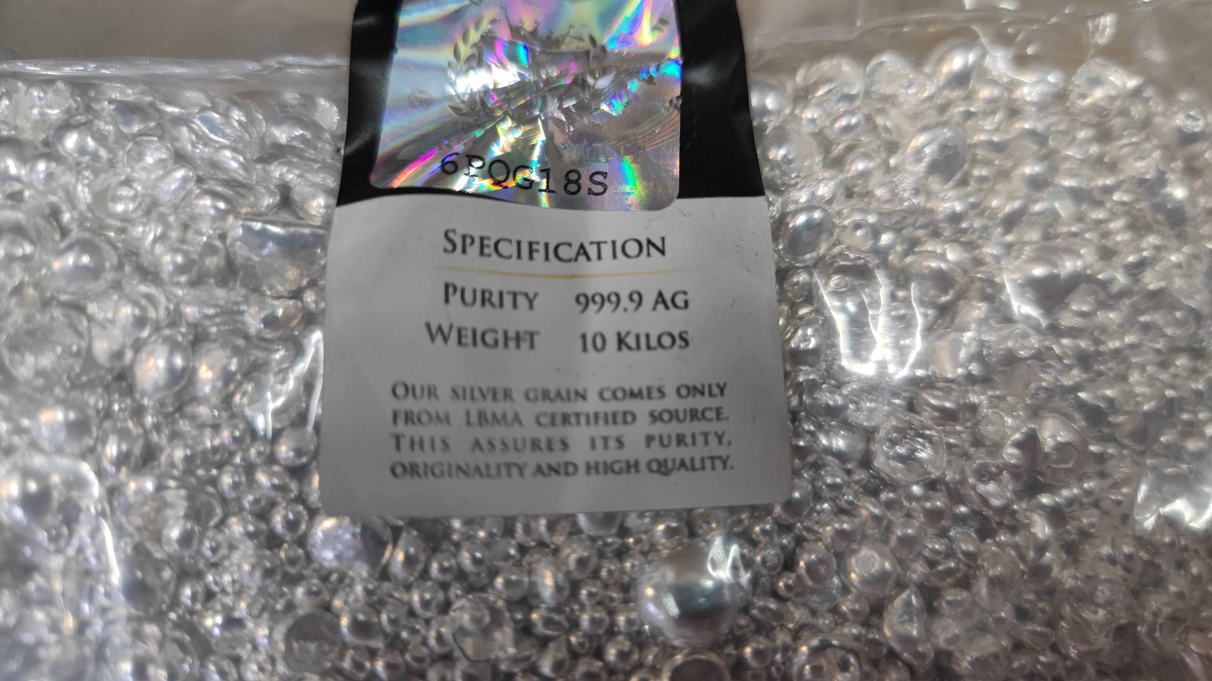 Argint pur 9999, 10kg Sigilat, Holograma serie unica, lingou
